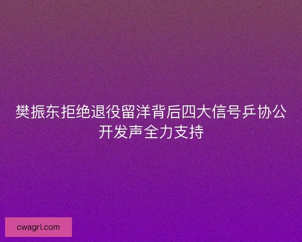 樊振东拒绝退役留洋背后四大信号乒协公开发声全力支持
