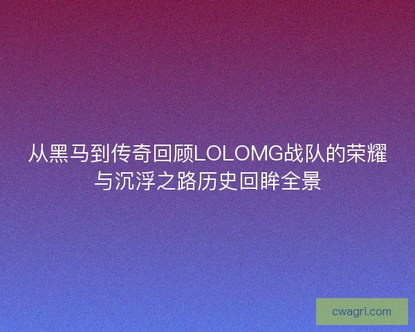 从黑马到传奇回顾LOLOMG战队的荣耀与沉浮之路历史回眸全景 从黑马到传奇回顾LOLOMG战队的荣耀与沉浮之路历史回眸全景