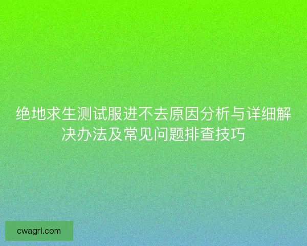 绝地求生测试服进不去原因分析与详细解决办法及常见问题排查技巧