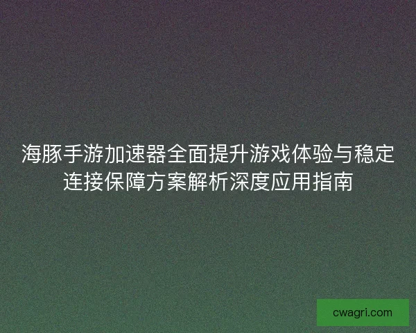 海豚手游加速器全面提升游戏体验与稳定连接保障方案解析深度应用指南