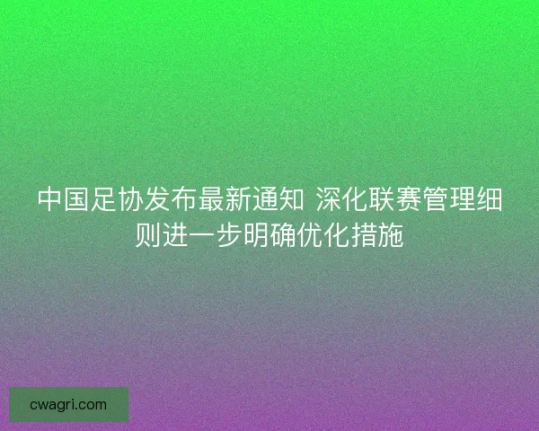 中国足协发布最新通知 深化联赛管理细则进一步明确优化措施