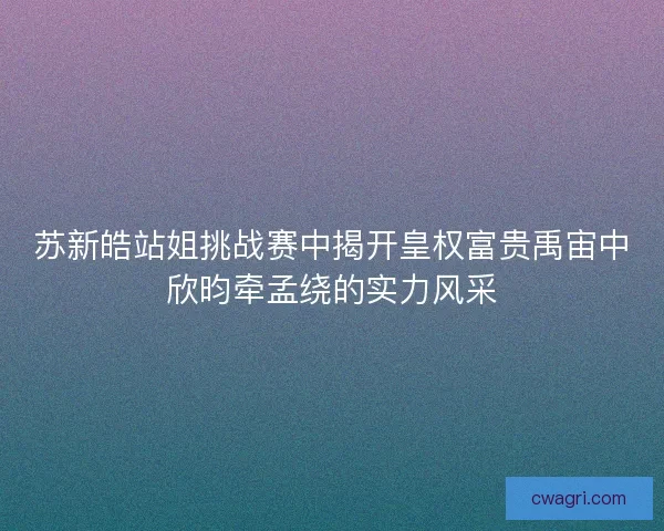 苏新皓站姐挑战赛中揭开皇权富贵禹宙中欣昀牵孟绕的实力风采